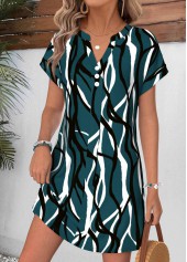 Blackish Green Geometric Print Short Tummy Coverage Dress | thumb picture 