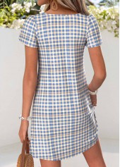 Multi Color Plaid Short Tummy Coverage Asymmetrical Neck Dress | thumb picture 