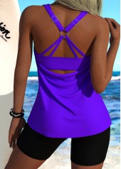 Purple Mid Waisted Scoop Neck Tankini Set