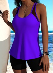 Purple Mid Waisted Scoop Neck Tankini Set | thumb picture 