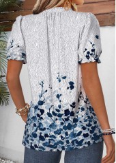 Grey Leaf Print Frill Short Sleeve T Shirt | thumb picture 