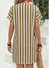 Multi Color Striped Short Tummy Coverage Split Neck Dress | thumb picture 