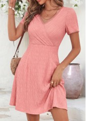 Pink Short Surplice V Neck Dress | thumb picture 