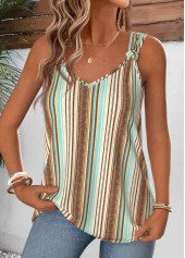 Multi Color Striped Tie Sleeveless V Neck Tank Top | thumb picture 