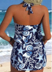 Navy Marine Life Print Mid Waisted Tankini Set | thumb picture 