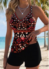 Black Mid Waisted Tummy Coverage Tankini Set | thumb picture 