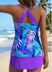 Purple Mid Waisted Lace Up Tankini Set | thumb picture 