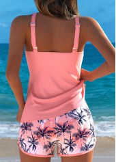 Plus Size Mid Waisted Dusty Pink Patchwork Tankini Set | thumb picture 