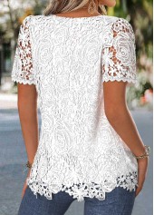 Raw White Layered Short Sleeve Square Neck T Shirt | thumb picture 