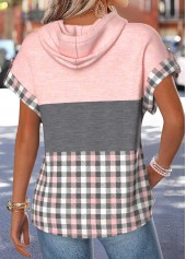 Pink Geometric Print Curved Hem Short Sleeve T Shirt | thumb picture 