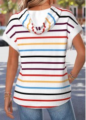 Multi Color Curved Hem Short Sleeve Hoodie | thumb picture 