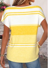Yellow Striped Short Sleeve Round Neck T Shirt | thumb picture 