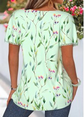 Light Green Floral Print Patchwork Short Sleeve T Shirt | thumb picture 