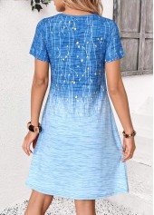 Blue Ombre Short Tummy Coverage Split Neck Dress | thumb picture 