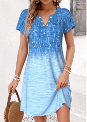 Blue Ombre Short Tummy Coverage Split Neck Dress | thumb picture 