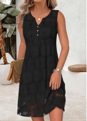 Black Short Tummy Coverage Sleeveless Round Neck Dress