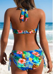 Blue Mid Waisted Patchwork Floral Print Bikini Set | thumb picture 