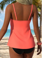 Orange Layered Floral Print Tankini Top-No Bottom | picture 2