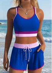 Royal Blue Mid Waisted Two-piece Bikini Set