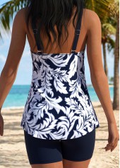 Black Mid Waisted Tummy Coverage Floral Print Tankini Set | thumb picture 