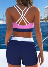 Navy Mid Waisted Layered Bikini Set | thumb picture 