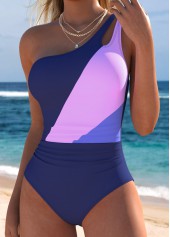 Dark Blue Mid Waisted Wrap One Piece Swimwear | thumb picture 