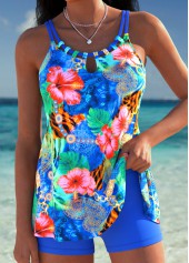 Royal Blue Mid Waisted Tummy Coverage Tankini Set