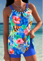 Royal Blue Mid Waisted Tummy Coverage Tankini Set | thumb picture 