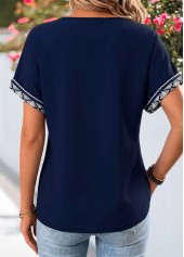 Navy Floral Print Tummy Coverage Short Sleeve T Shirt | thumb picture 