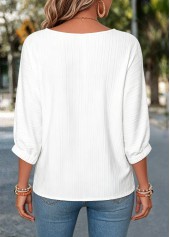 White Floral Print Tummy Coverage 3/4 Sleeve Blouse | thumb picture 