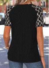 Black Curved Hem Short Sleeve Round Neck T Shirt | thumb picture 