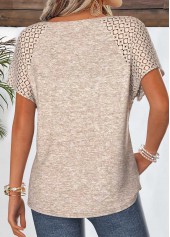 Light Camel Patchwork Short Sleeve Round Neck T Shirt | thumb picture 