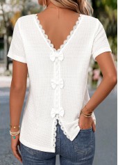 White Short Sleeve V Neck T Shirt | thumb picture 