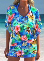 Ocean Print Blue V Neck Cover Up | thumb picture 