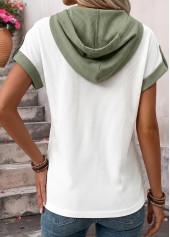 Sage Green Curved Hem Short Sleeve Hooded T Shirt | thumb picture 
