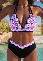 Multi Color Mid Waisted Tribal Print Bikini Set
