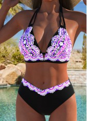 Multi Color Mid Waisted Tribal Print Bikini Set | thumb picture 