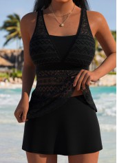 Black Mid Waisted Bandeau Tankini Set