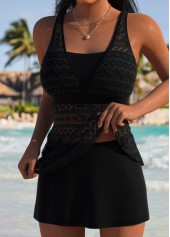 Black Mid Waisted Bandeau Tankini Set | thumb picture 