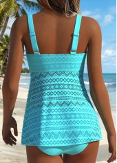 Cyan Mid Waisted Patchwork Tankini Set | thumb picture 