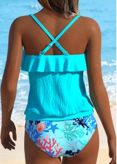 Light Blue Mid Waisted Ruffle Tankini Set | thumb picture 