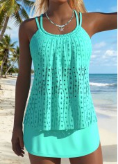 Mint Green Mid Waisted Lace Up Tankini Set