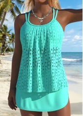 Mint Green Mid Waisted Lace Up Tankini Set | thumb picture 