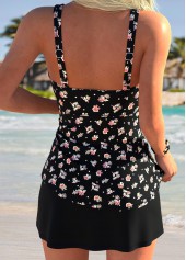 Dusty Purple Mid Waisted Leaf Print Tankini Set | thumb picture 