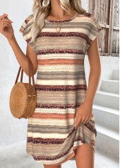 Multi Color Short Tummy Coverage Round Neck Dress