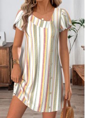Multi Color Short Tummy Coverage Round Neck Dress