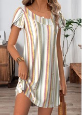 Multi Color Short Tummy Coverage Round Neck Dress | thumb picture 