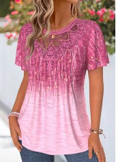 Pink Ombre Tuck Stitch Short Sleeve T Shirt | thumb picture 