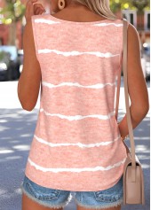 Pink Striped Tummy Coverage Sleeveless Round Neck Tank Top | thumb picture 