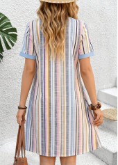 Multi Color Short Patchwork Split Neck Dress | thumb picture 